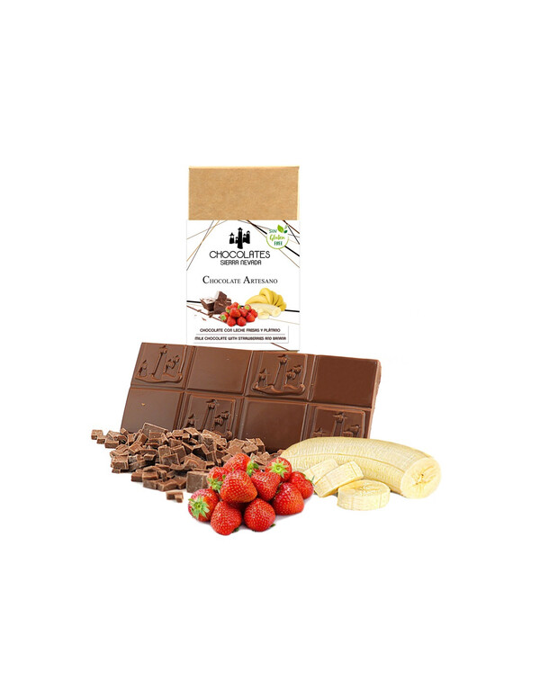 TABLETA DE CHOCOLATE CON LECHE FRESAS Y PL�TANO